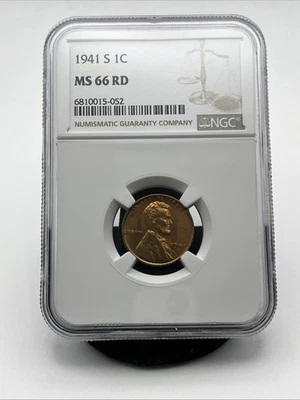 1941 S 1C Lincoln Wheat Cent NGC MS 66 RD - Image 1 of 4