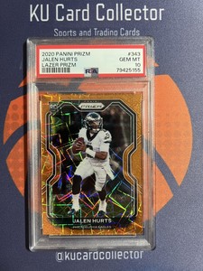 2020 Panini Prizm Jalen Hurts LAZER PSA 10 #343 Orange Laser Rookie