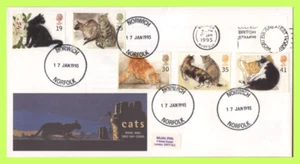 G.B. 1995 Cats set Royal Mail First Day Cover, Norwich Slogan - Bild 1 von 1