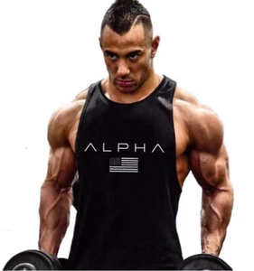 Mens Workout Stringer Tank Tops Muscle Sleeveless Shirts Gym Bodybuilding Vest - Picture 1 of 31