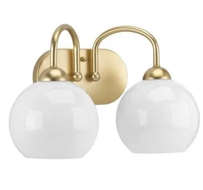 Progress Lighting Carisa Two-Light Vanity Light Vintage Gold Opal Glass - Image 1 of 4