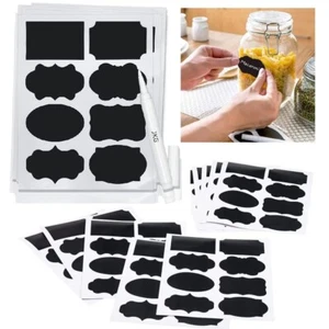 40 Chalk Labels with Pen Set Blackboard Chalkboard Label Pantry Jam Jar Stickers - Picture 1 of 7