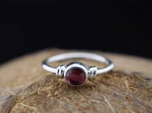Red Garnet Ring, Natural Gemstones Ring, 925 Sterling Silver Ring, Handmade - Picture 1 of 6