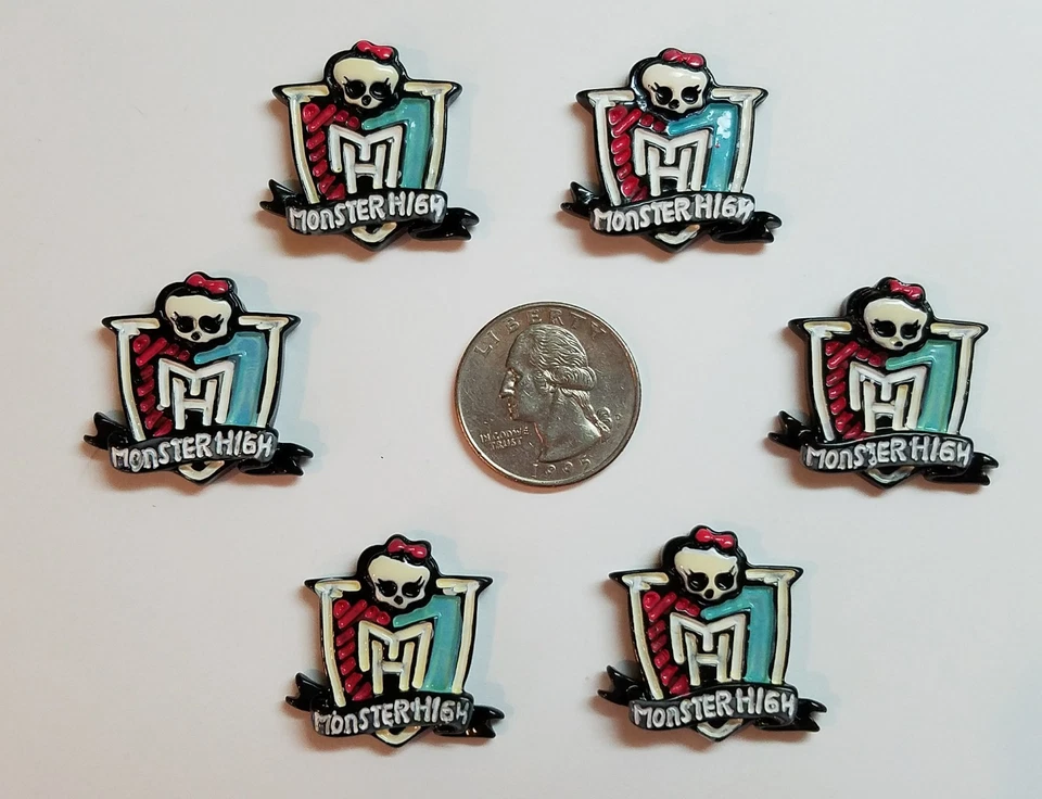 6 Pcs Lot Monster High Flatback Resin Cabochon Hair Bow Center Supplies. - Image 1 of 1