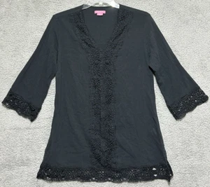 Isaac Mizrahi Women's Essentials Cotton 3/4 Sleeves Tunic Top M Boho Lace - Picture 1 of 9