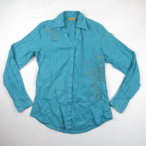 Wrangler Western Cowboy Shirt Women's Size S Embroidered Snap Button Teal - Picture 1 of 8