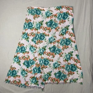 Womens Multicolored Design Rectangular Fashion Scarf Rose Fringe 79”x 19” Soft - Picture 1 of 4