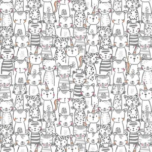Feline Drive Fabric MEOWGICAL A Pawsome Bunch White Michael Miller By the Yard - Picture 1 of 1
