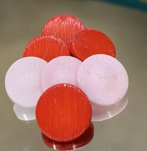 7 VTG Lansing Plastic Cherry Red & Pink Brush Stroke Textured Shank 3/4” Buttons - Picture 1 of 13