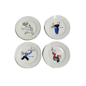 Set (4) Rosanna Italian Waiter Salad Plates Appetizer Salute Cheers 8” Sante - Picture 1 of 7