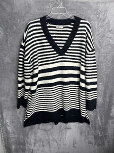 🆕 Suéter túnica suéter negro/blanco con cuello en V difuso para mujer Ava & Viv talla 2X - Imagen 1 de 9