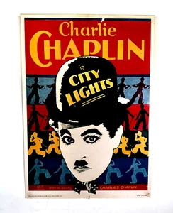 Charlie Chaplin City Lights Poster M056 Litho Print USA 70-80's 28" X 20" Vtg - Picture 1 of 12