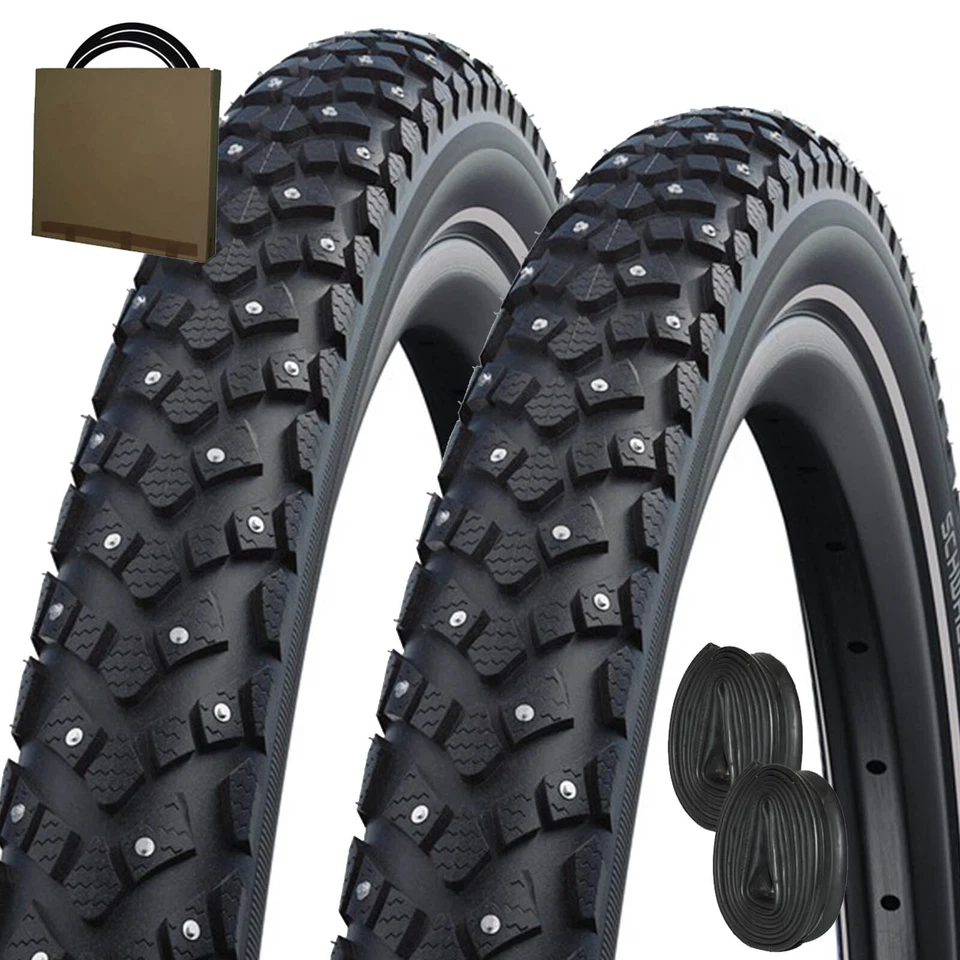2x Schwalbe Reifen  Marathon Plus Winter HS396 Spikes Pannenschutz m/o Schlauch - Bild 1 von 1