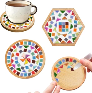 Nuyoach Diy Mosaic Tiles Kits for Crafts,2 Sets Glass Mosaic Craft Coaster - Picture 1 of 12