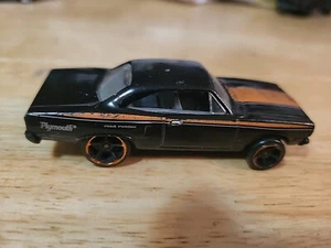 Hot Wheels '70 Roadrunner Dodge Plymouth Black Car Orange Stripes Malaysia NICE - Picture 1 of 4
