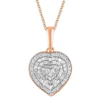 Colgante Corazón Diamante Redondo 0.10 Ct Regalo San Valentín Plata de Ley 925 Mujeres 18" Foto 1 de 4