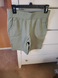 DENIM & COMPANY ACTIVE FRENCH TERRY BERMUDA SHORTS WITH POCKETS MOSS COLORED... - Picture 1 of 12