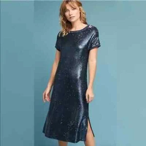 Anthropologie Moulinette Soeurs interstellar blue sequin midi dress size L - Picture 1 of 13