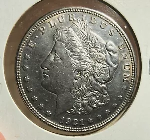 1921-D DATED MORGAN SILVER DOLLAR ABOUT UNCIRCULATED (AU) CONDITION SEE PICTURES - Picture 1 of 6