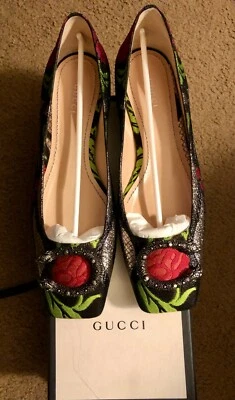 NUEVO EN CAJA-GUCCI MUJER DIONISO BALLET PLANO MULTICOLOR ESTAMPADO FLORAL PUNTERA CUADRADA TALLA 39  Foto 1 de 4