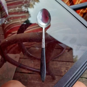 Vintage EKCO ETERNA Eks14 Flatware silverware Wood Handle Spoon - Picture 1 of 5