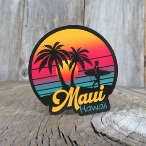 Adesivo surf hawaii Maui retrò tramonto palme souvenir da viaggio souvenir - Foto 1 di 6