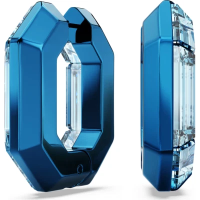 Swarovski Lucent hoop earrings Octagon shape, Small, Blue 5696038 - Image 1 of 2