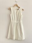Asos Off White Knee Length Dress Back Zip Flair Uk8 Us4 Fr36 In Good Condition