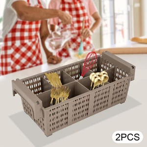 2Pcs Cutlery Washing Basket Utensil Holder Cutlery Basket Silverware Drying Rack - Picture 1 of 12