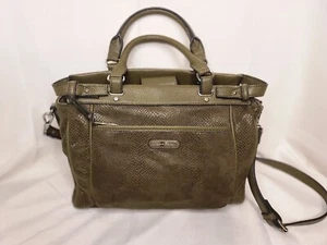 Dana Buckman Shoulder Purse Snakeskin Olive Green MEDIUM Soft Handbag - Picture 1 of 12