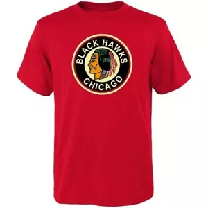 NWT Chicago Blackhawks Kids Red Logo T-Shirt Size Large Short Sleeve Hockey Tee - Picture 1 of 2