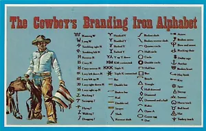 Vintage Postcard Texas The Cowboy's Branding Alaphabet - Picture 1 of 2
