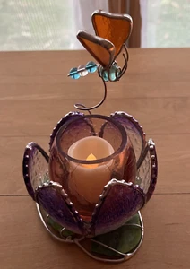 Water Lily Votive/Tea Light Candle, Electric Candle, Dragon Fly - Picture 1 of 5