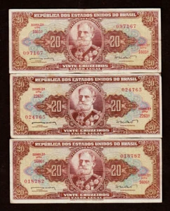 Brasil 20 Cruzeiros 1962-63 P-178 en muy buen estado/f x 3 - Imagen 1 de 2