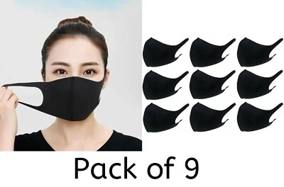 Unisex Pack of 9 Washable Breathable Reusable Mouth Protection Face Covering - Image 1 of 2