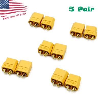 5 Pairs XT-60 XT60 Male Female Bullet Connectors RC Lipo Power Plugs Nylon - Image 1 of 4