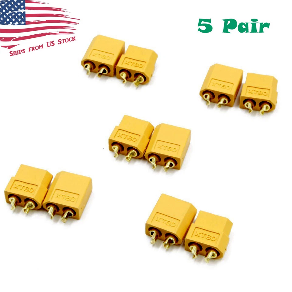5 Pairs XT-60 XT60 Male Female Bullet Connectors RC Lipo Power Plugs Nylon - Image 1 of 4