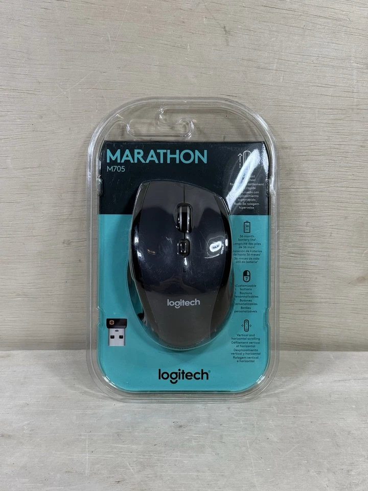 Logitech M705 MARATHON Wireless Wheel Mouse - 8-BUTTON VERSION -  NEW&SEALED - Image 1 of 4