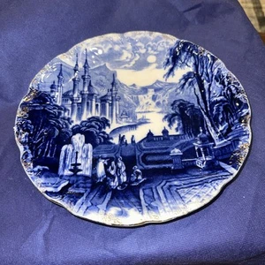 Flow Blue Moorish Castle Decorative Dinner Plate Scene Of Moorish Lake 10" - Picture 1 of 4