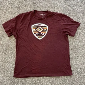 Camiseta Ariat Aztec Spellout Para Hombres XXL Borgoña Suroeste Logo Gráfico Camiseta - Imagen 1 de 7