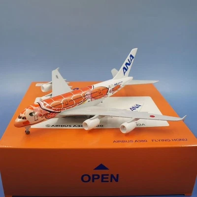 1:400 ANA Flying Honu Livery Airbus A380 Diecast Aircraft Model JA383A Orange - Image 1 of 2