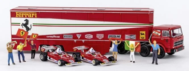 Brekina Set mit Renntransporter, 2 x Ferrari 312T und 6 Tifosi 58575 - Bild 1 von 1