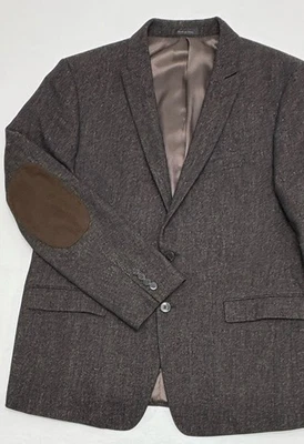 Parches de Abrigo Deportivo Calvin Klein Marrón Estilo Donegal Mezcla Lana/Seda Calce Ajustado 44R Foto 1 de 4