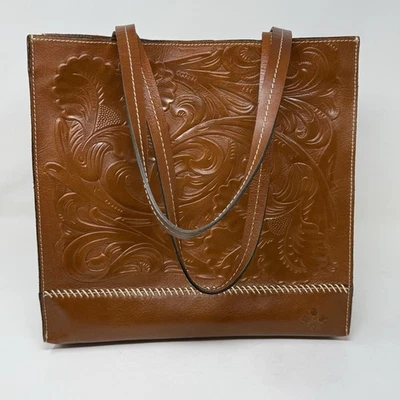 Patricia Nash Toscano Tooled Brown Italian Leather Tote Shoulder Bag Purse EUC - Image 1 of 4