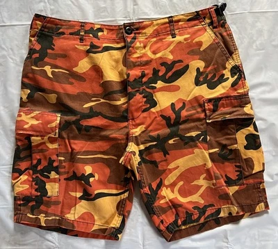Pantalones Cortos Rothco BDU Para Hombre Talla L Regular Naranja Camuflaje Carga Militar Camuflaje Ejército Foto 1 de 4