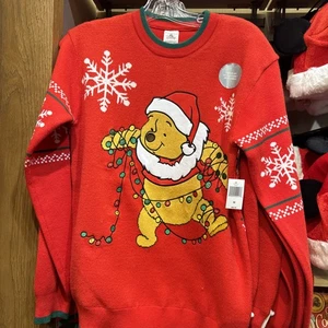 New 2025 Disney Parks Santa Winnie The Pooh Light Up Christmas Sweater Size L - Picture 1 of 5