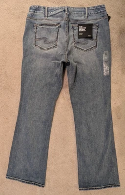 Pantalones de mezclilla plateados Suki calce curvilíneo tiro medio corte bootcut 18W 33L índigo elástico eléctrico nuevos con etiquetas Foto 1 de 4