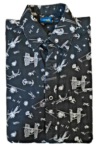 Camisa abotonada manga corta Star Wars para hombre blanca y negra talla S/M - Imagen 1 de 4