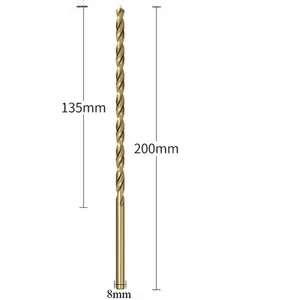 Broca para flauta parabólica de acero de alta velocidad M35, taladro de 8 mm de diámetro 200 mm de longitud - Imagen 1 de 5