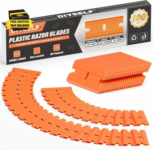Paquete de 100 hojas de afeitar de plástico, repuesto de hoja para raspador de cuchillas de afeitar de plástico, duración - Imagen 1 de 6